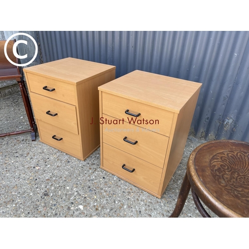 272 - A pair of modern bedsides, bentwood chair and a book rack