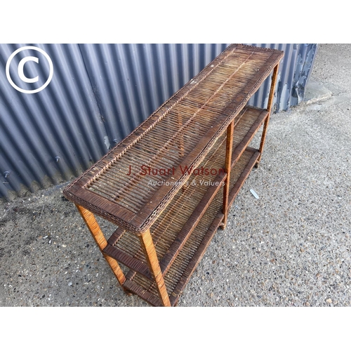 292 - Vintage wicker open shelves 122x30x80