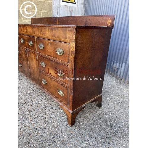 300 - A Georgian oak sideboard with inlaid decoration 186 x51 x96