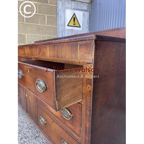 300 - A Georgian oak sideboard with inlaid decoration 186 x51 x96