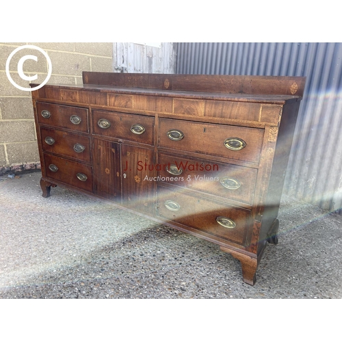 300 - A Georgian oak sideboard with inlaid decoration 186 x51 x96