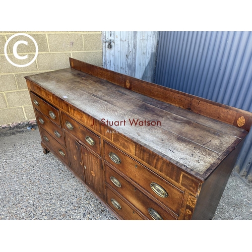 300 - A Georgian oak sideboard with inlaid decoration 186 x51 x96