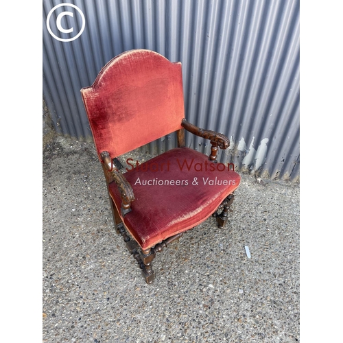 301 - A carved oak throne style chair
