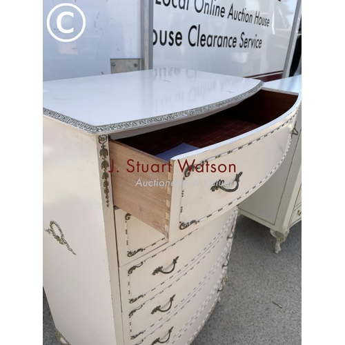 317 - A french style white painted tallboy chest of six drawers