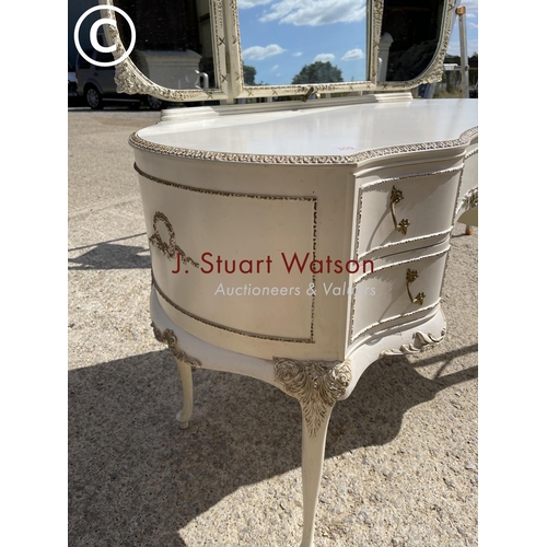 319 - A white painted  french style kidney shape dressing table