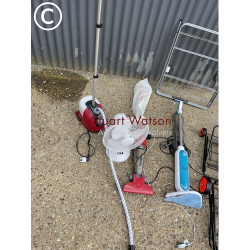 37 - Steam valet, fan, two floor mops, two trollies and airer