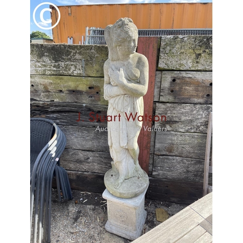 477 - A large concrete standing lady figure