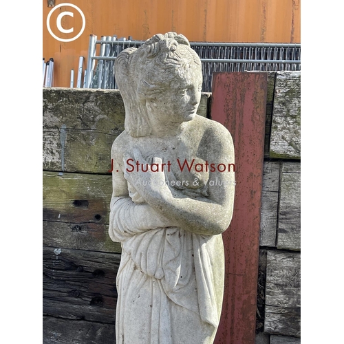 477 - A large concrete standing lady figure