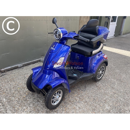 490 - A Veleco blue 'luxury mobility scooter' working order with key and charger - hardly used. Purchased ... 