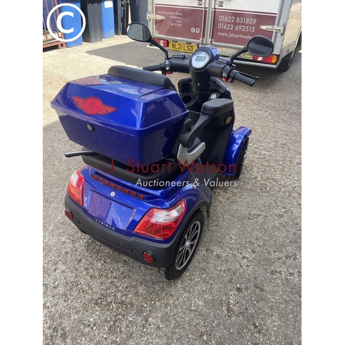 490 - A Veleco blue 'luxury mobility scooter' working order with key and charger - hardly used. Purchased ... 
