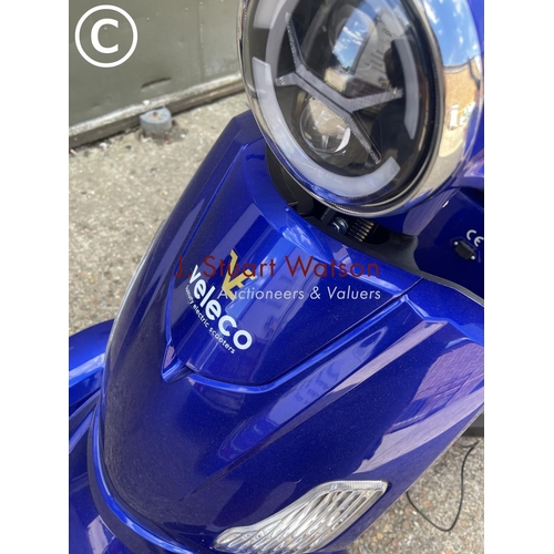490 - A Veleco blue 'luxury mobility scooter' working order with key and charger - hardly used. Purchased ... 