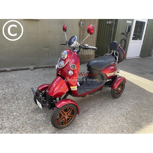 491 - A green power electric powered all terrain mobility scooter, with key and charger in working order -... 