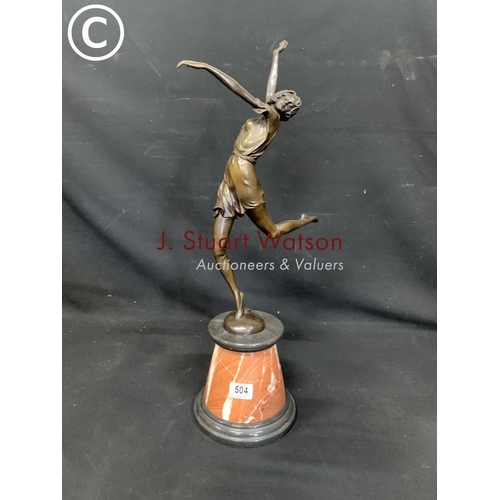504 - Deco style bronze figure of a girl, height 64cms