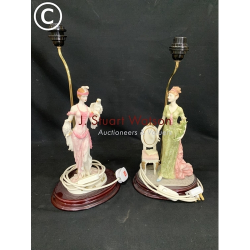 578 - 2 Decorative Lady Figure lamp bases, tallest overall 54cms