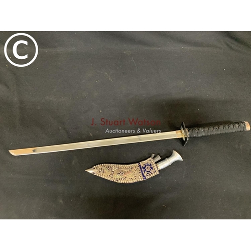 602 - Samurai sword and jewelled Ghurka Knife