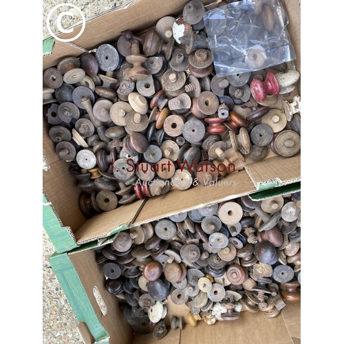 63 - Three trays of antique knobs and feet