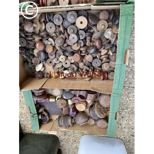 63 - Three trays of antique knobs and feet