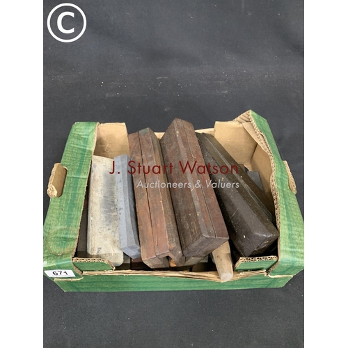 671 - Box of sharpening stones
