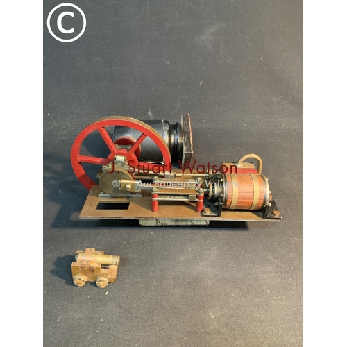 800 - Scratch built model beam engine overall length 32 cms, Flywheel diameter 16 cms