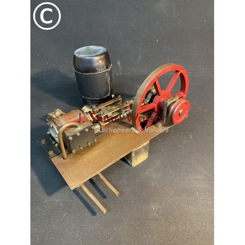 800 - Scratch built model beam engine overall length 32 cms, Flywheel diameter 16 cms