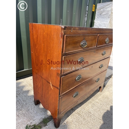 374 - A Victorian flat fronted chest of five drawers 91x44x90