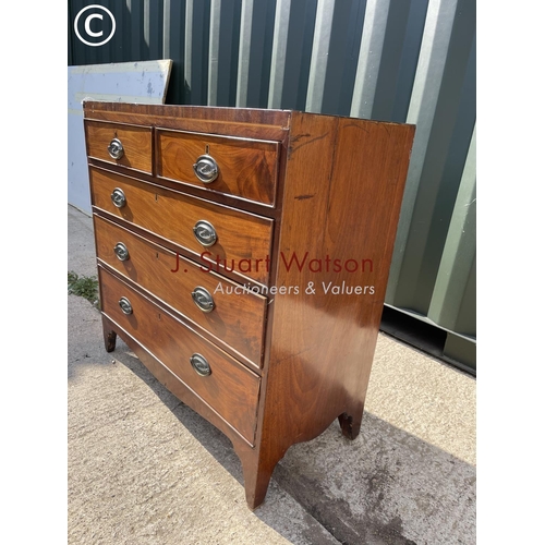 374 - A Victorian flat fronted chest of five drawers 91x44x90