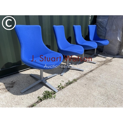 376 - A set of four blue upholstered bloom chairs by orange box