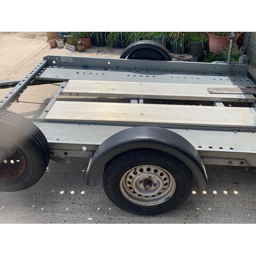 498 - A single axle compact car transporter trailer. Suitable for uusing behind motorhome etc. for small c... 