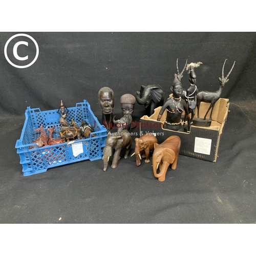 1002 - African Carved wooden figures and busts (2)