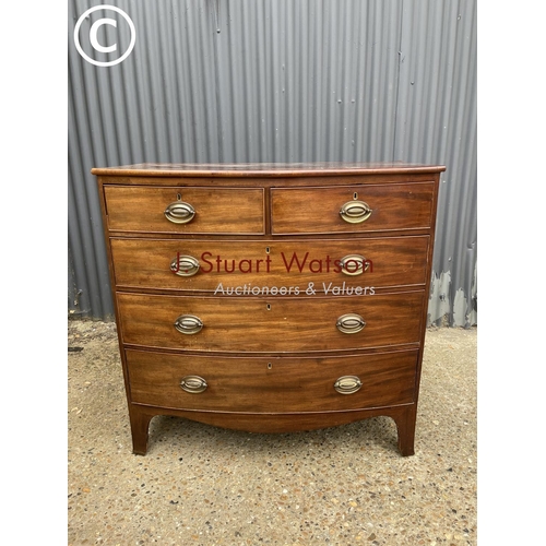 101 - A victorian mahogany bow front chest of five drawers