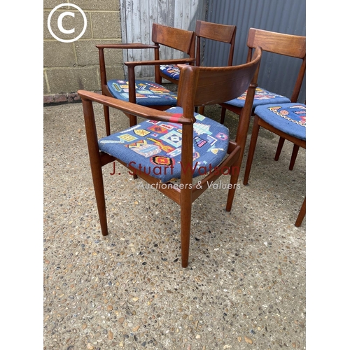 139 - A set of five danish teak dining chairs labelled Rosengren Hansen