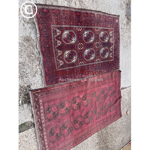 151 - Two rectangular red pattern oriental rugs larger 190x115