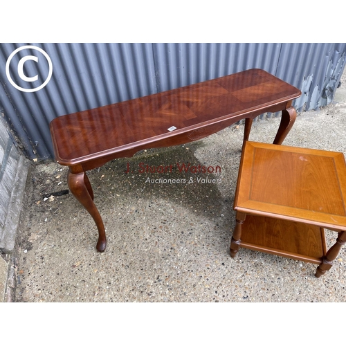 194 - A reproduction hall table together with a repro coffee table