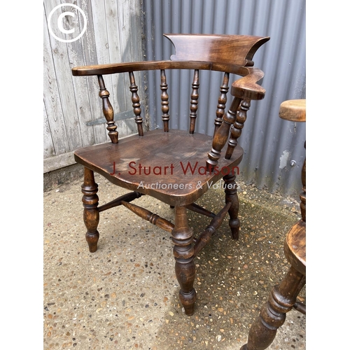 221 - Two antique smokers bow back chairs