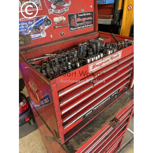 245 - A snap on tool chest completely loaded with assorted workshop tools, sockets, spanner's etc