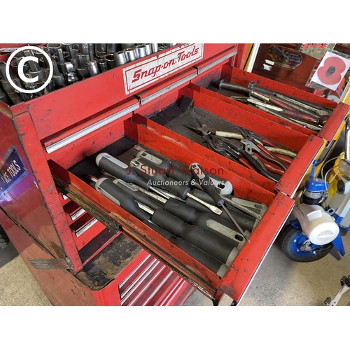 245 - A snap on tool chest completely loaded with assorted workshop tools, sockets, spanner's etc