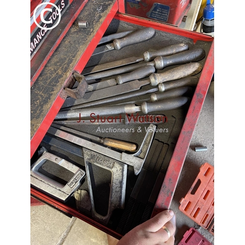 245 - A snap on tool chest completely loaded with assorted workshop tools, sockets, spanner's etc