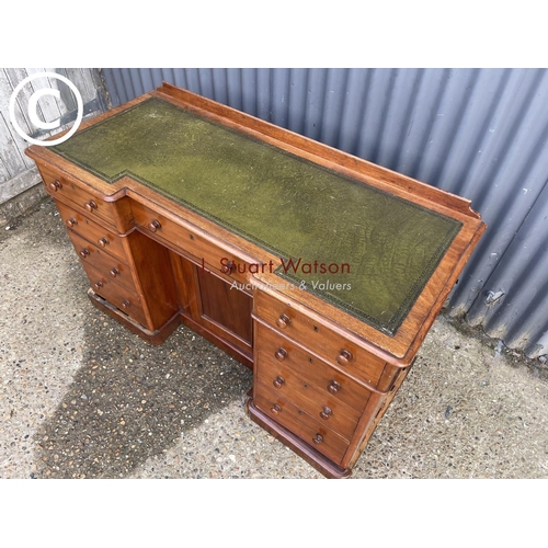 260 - A Victorian mahoagnay break front writing desk AF to plinth base