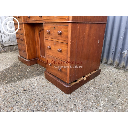 260 - A Victorian mahoagnay break front writing desk AF to plinth base