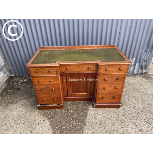 260 - A Victorian mahoagnay break front writing desk AF to plinth base