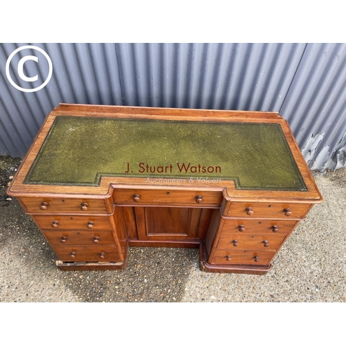 260 - A Victorian mahoagnay break front writing desk AF to plinth base