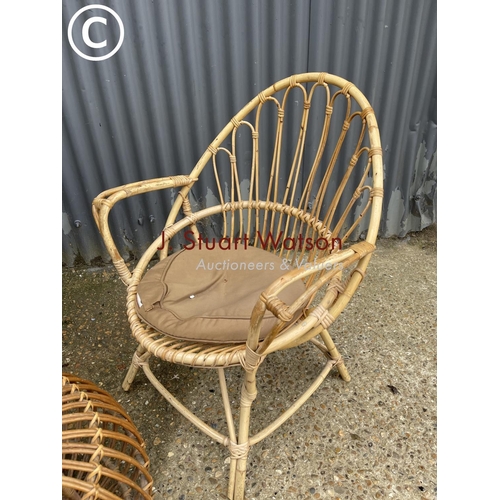 265 - Vintage wicker chair and stool