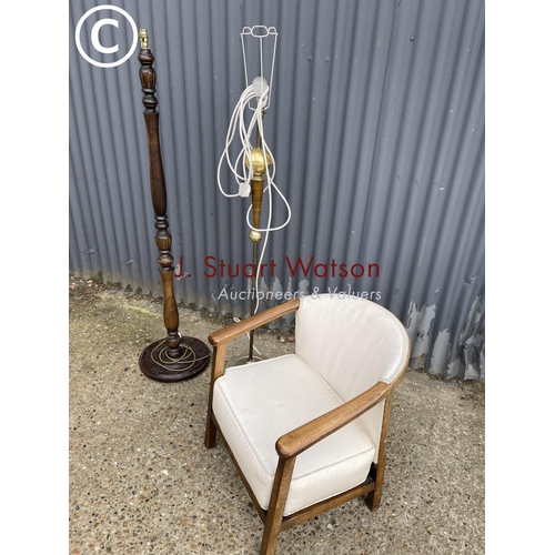 290 - Two stamdard  lamps and bedroom chair