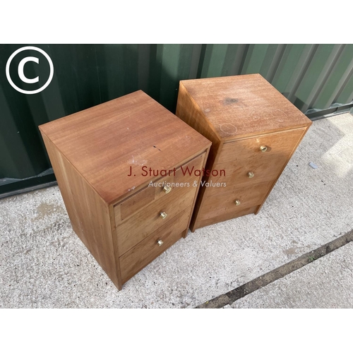 332 - A pair of teak three drawer bedsides