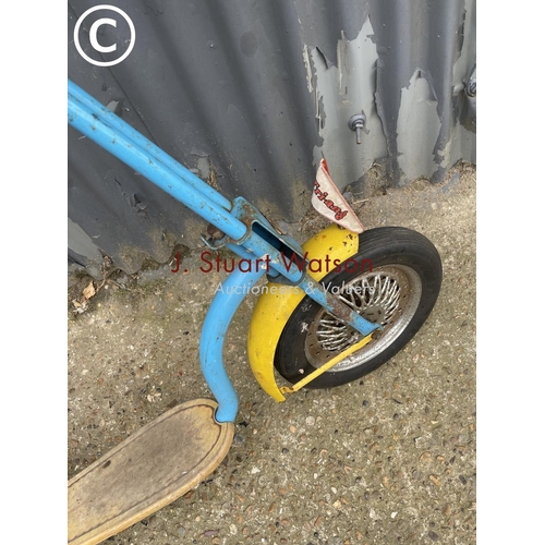 349 - A vintage blue and yellow triang scooter