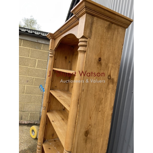 350 - A chunky farmhouse style pine open fronted bookcase