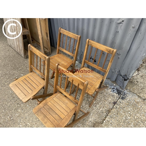 354b - Four vintage childrens folding chairs