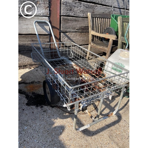 413 - Galvanised garden centre style trolley