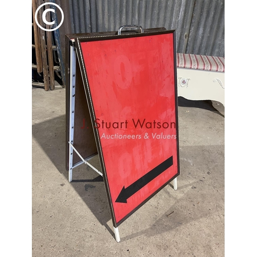 44 - A vintage aluminium locking poster board and a red a board