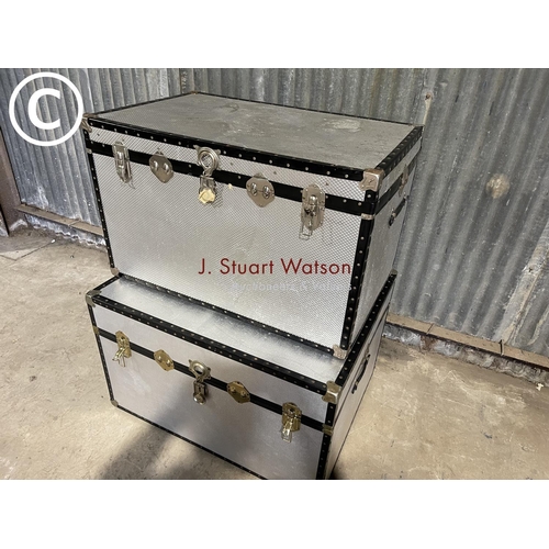 51 - Two very large aluminium trunks